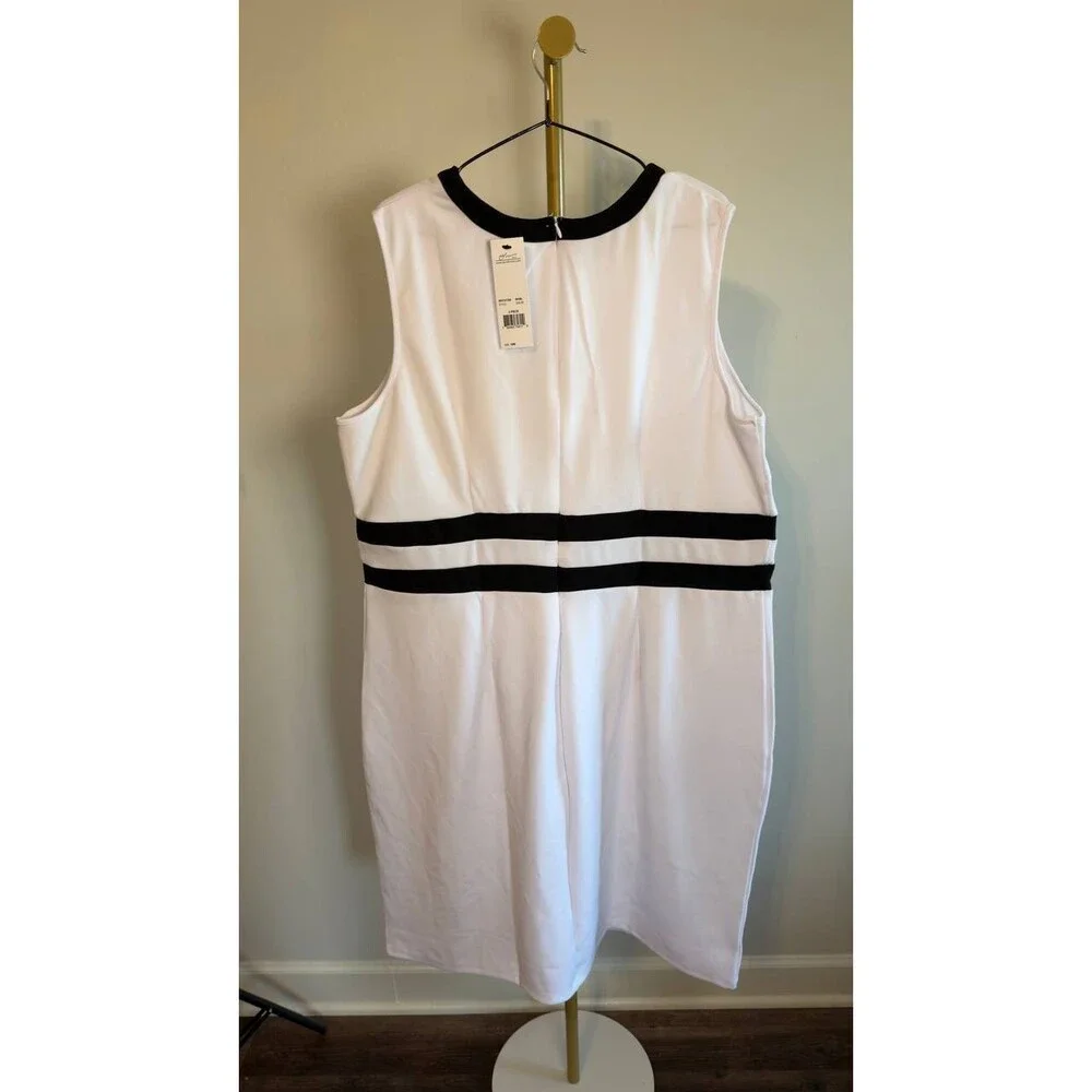 NY Collection Plus Size Colorblocked 2‑Piece Dress Set White 18W NWT $49